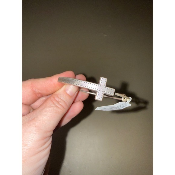 Alex and Ani Spiritual Armor Cross Expandable Bangle Bracelet Silver Tone - Picture 2 of 10